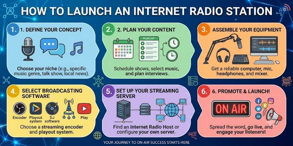 launch an internet radio station professional audio setup